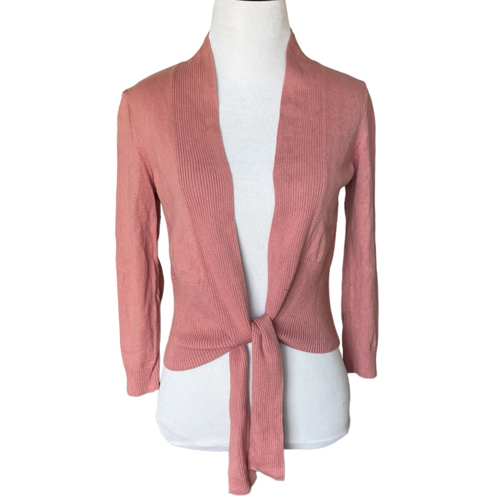 LOFT Outlet Pink Tie Front Cropped Cardigan Sweater / Size XS